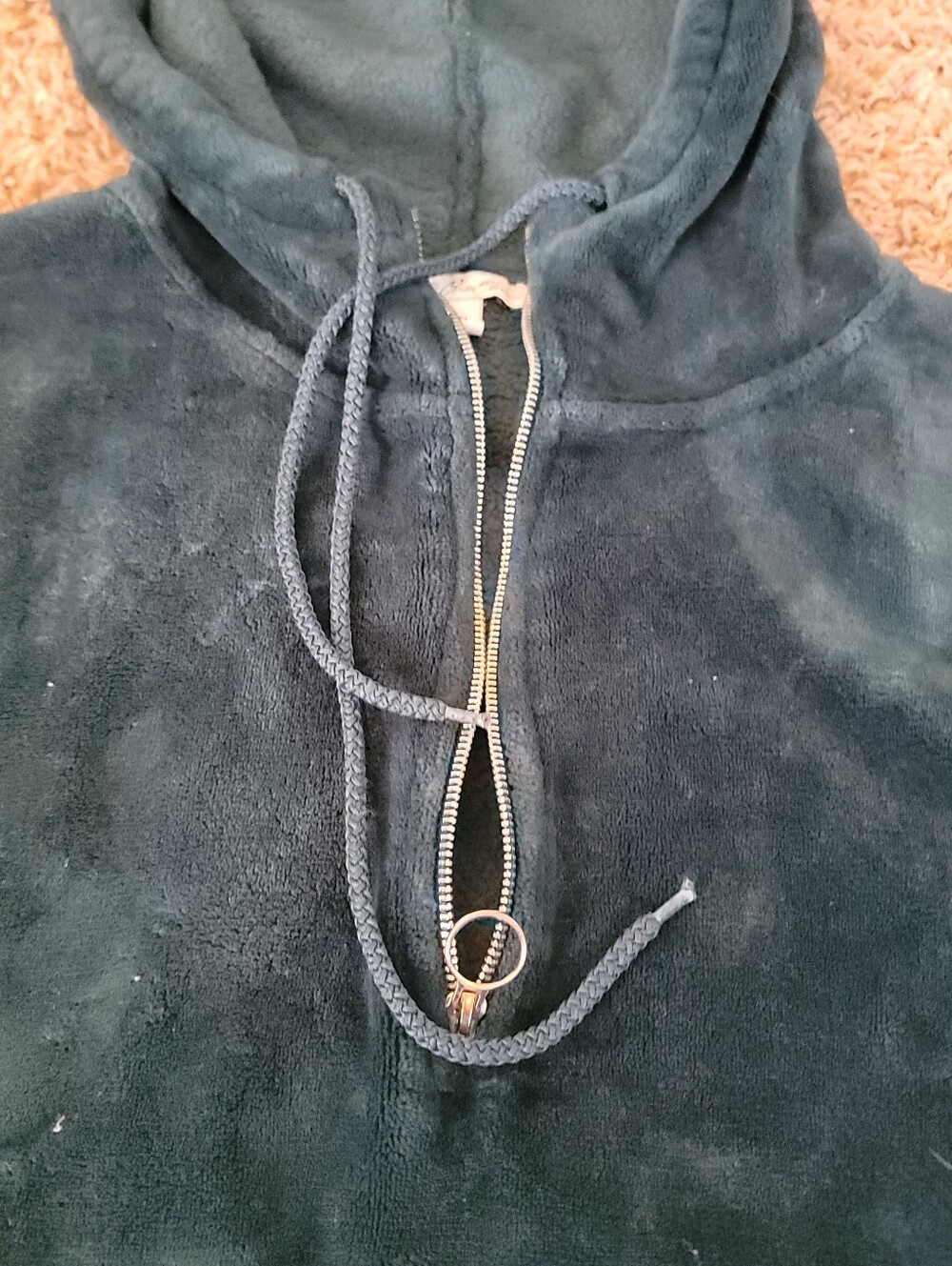 Express One Eleven Teal Velour / Fleece Hoodie /Pullover! Womens Medium - Picture 2 of 9